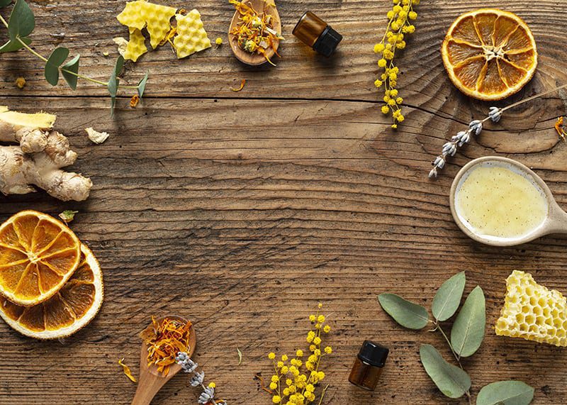 top view ingredients frame with copy space