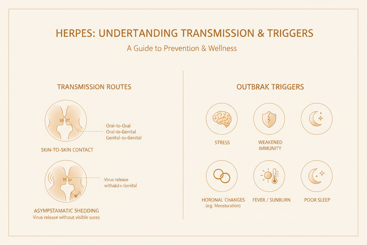Herpes Transmission & Triggers Diagram