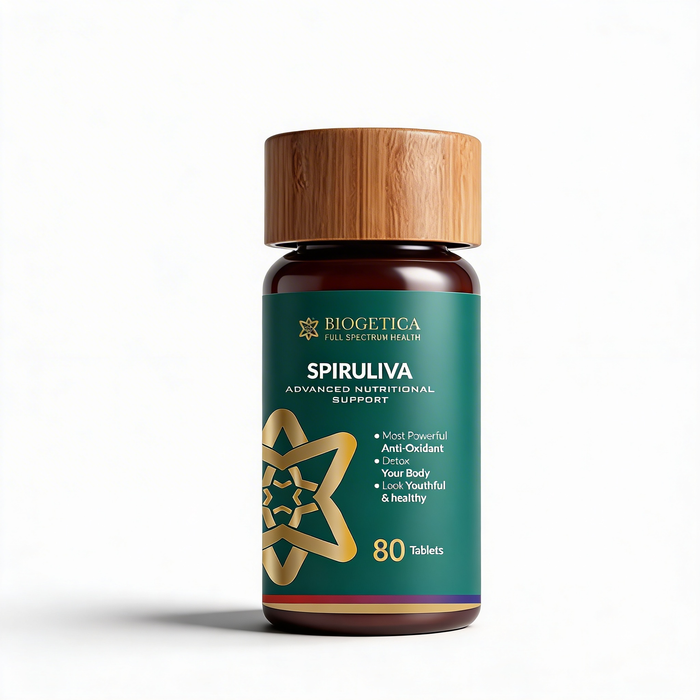 Biogetica Spiruliva For Nutrition That Crosses The Blood Brain Barrier -80 Capsules